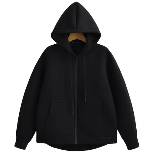 Winter Zipper High Street Double Pocket Oversized Loose Sweater - # BOAA13510008