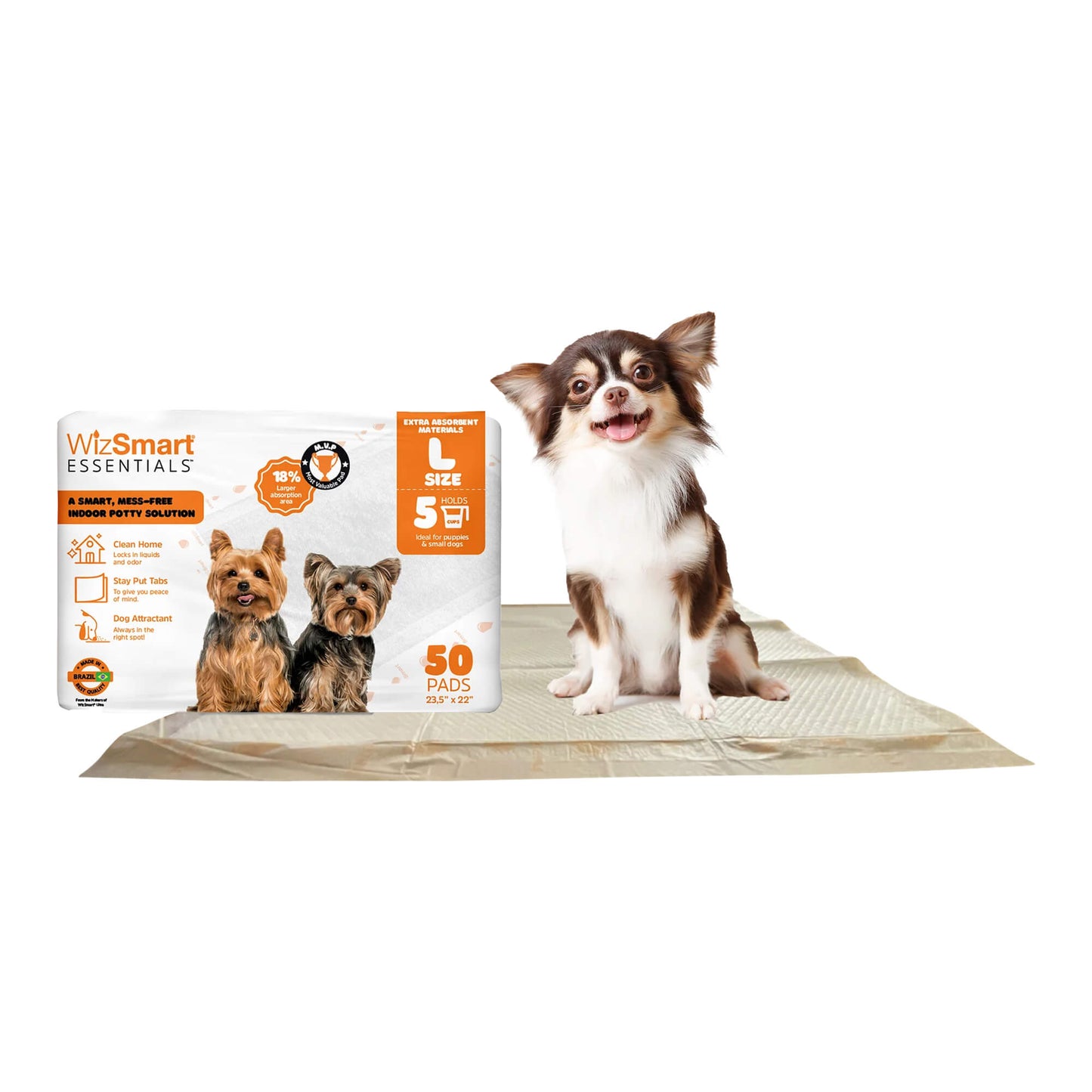 Empapadores de entrenamiento WizSmart Essentials para perros grandes y cachorros
