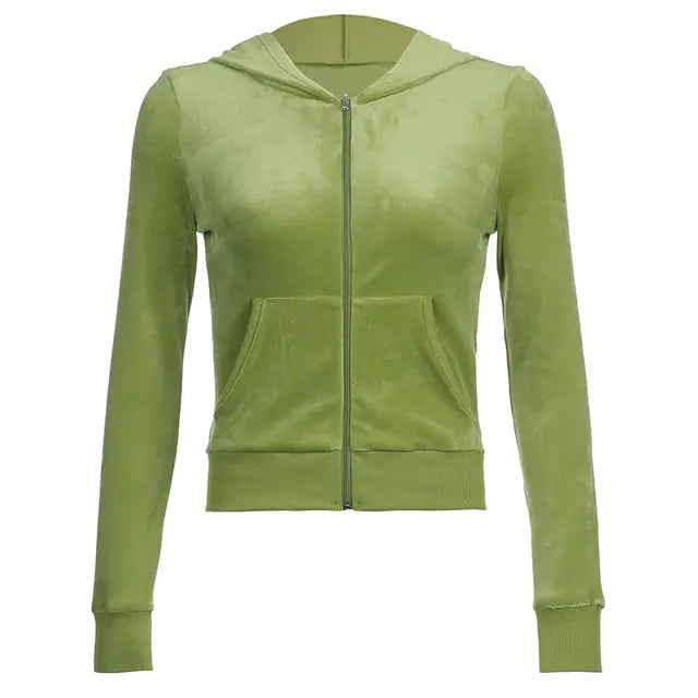 Casual Velvet Winter Jacket for Women with Hood