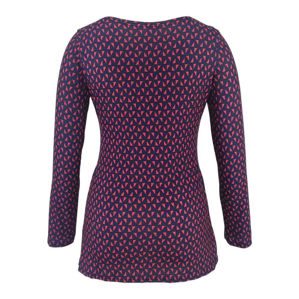 Women Deep V-Neck Long Sleeve Printed Maternity & Nursing T-Shirt - # PRGTA11310027 & NURSGA11110113