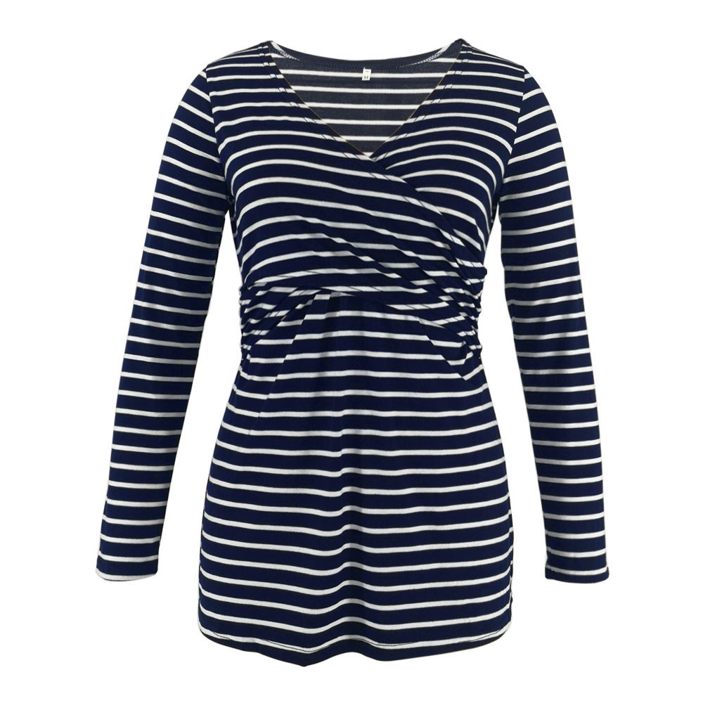 Women Deep V-Neck Long Sleeve Printed Maternity & Nursing T-Shirt - # PRGTA11310027 & NURSGA11110113