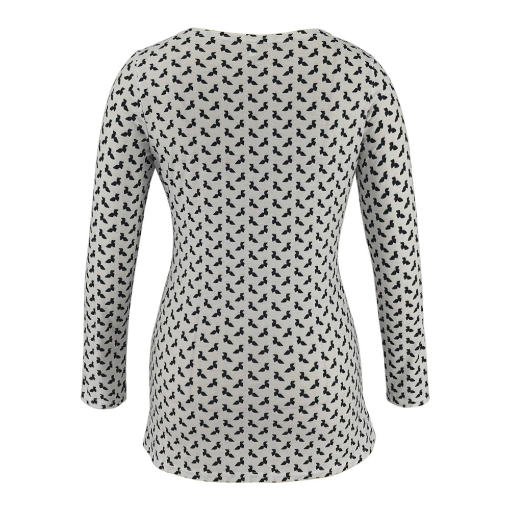 Women Deep V-Neck Long Sleeve Printed Maternity & Nursing T-Shirt - # PRGTA11310027 & NURSGA11110113