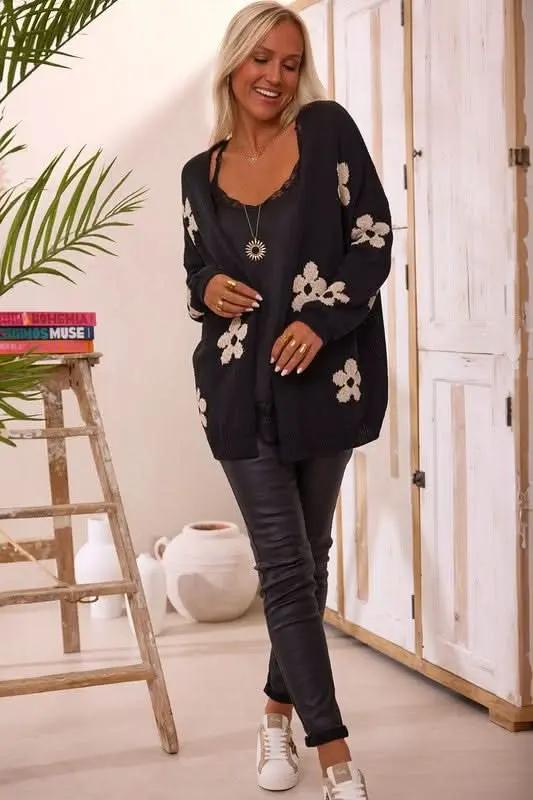 Sweaters YNIQUE Women Floral Print Knitted Open Front Cardigan - Premium Quality Product | Fast Shipping & Returns
