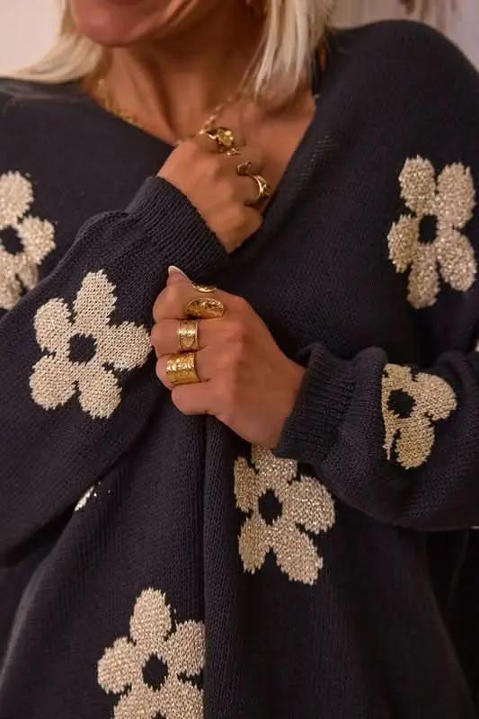 Sweaters YNIQUE Women Floral Print Knitted Open Front Cardigan - Premium Quality Product | Fast Shipping & Returns