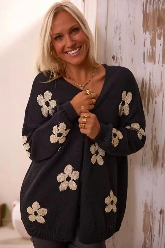 Sweaters YNIQUE Women Floral Print Knitted Open Front Cardigan - Premium Quality Product | Fast Shipping & Returns