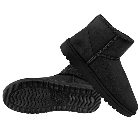 Women Suede Mid-Calf Snow Boot with Anti-slip Rubber Base