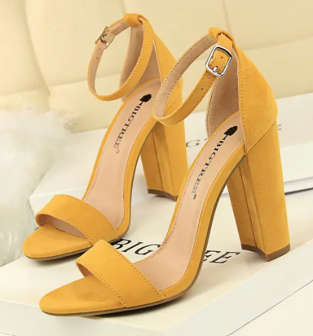 Women's 9.5cm High Heels Sandals Summer Purple Pink Ankle Strappy Wedding Shoes - # GIAA73210001
