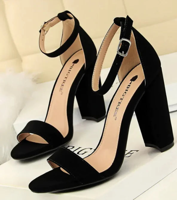 Women's 9.5cm High Heels Sandals Summer Purple Pink Ankle Strappy Wedding Shoes - # GIAA73210001
