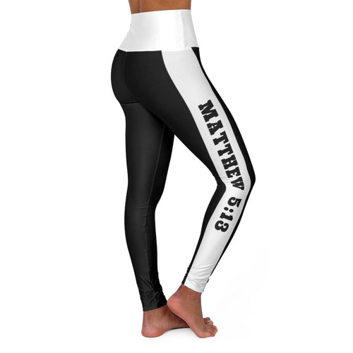 Leggings de yoga de cintura alta para mujer - Negro Blanco Sal de la Tierra