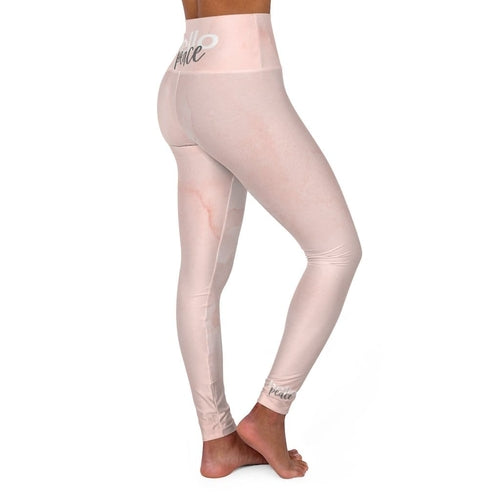 Leggings de yoga de cintura alta para mujer - Mármol melocotón rosa