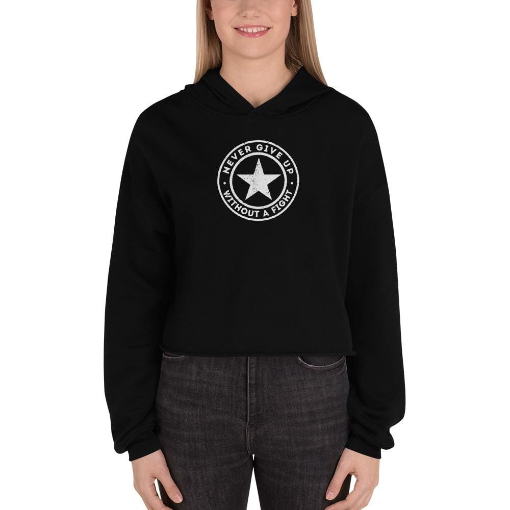 Sudadera corta con capucha "Women's Never Give Up Without a Fight"