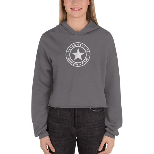 Women's Never Give Up Without a Fight Crop Hoodie