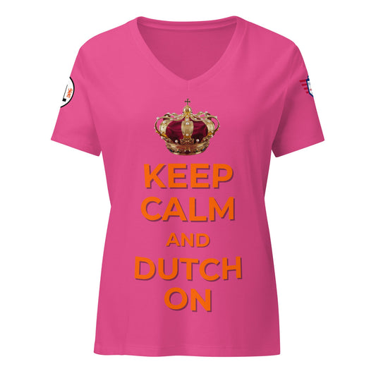 Mantén la calma y habla neerlandés - Camiseta de mujer con cuello de pico holgada