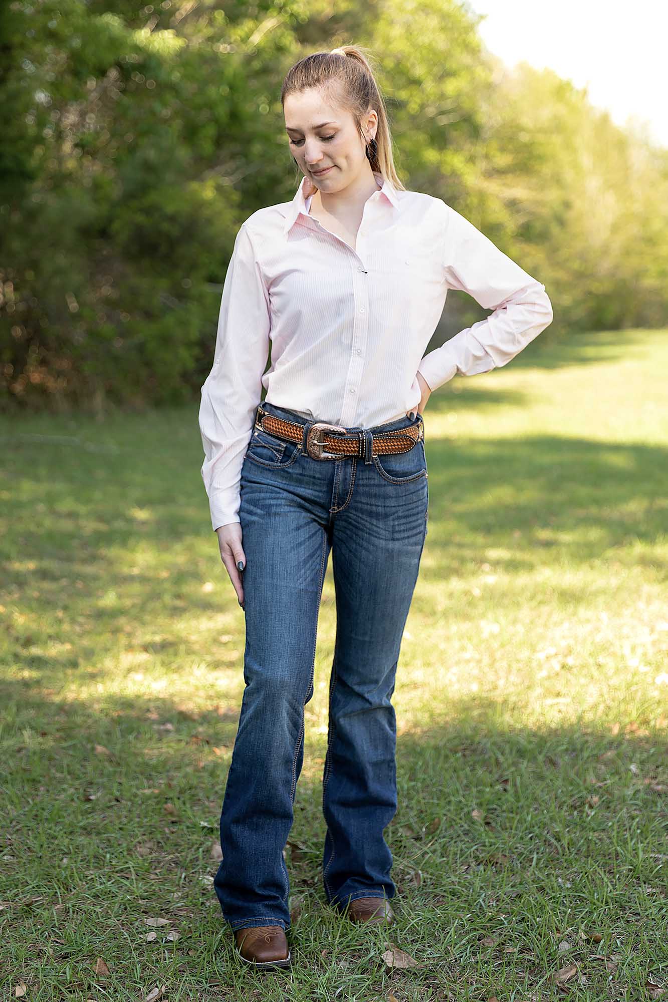 Camisa elástica VentTek para mujer, rayas fresa