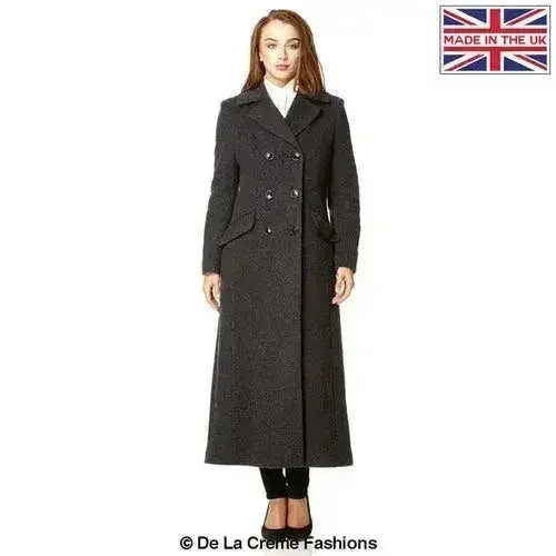Wool Blend Double Breasted Long Coat