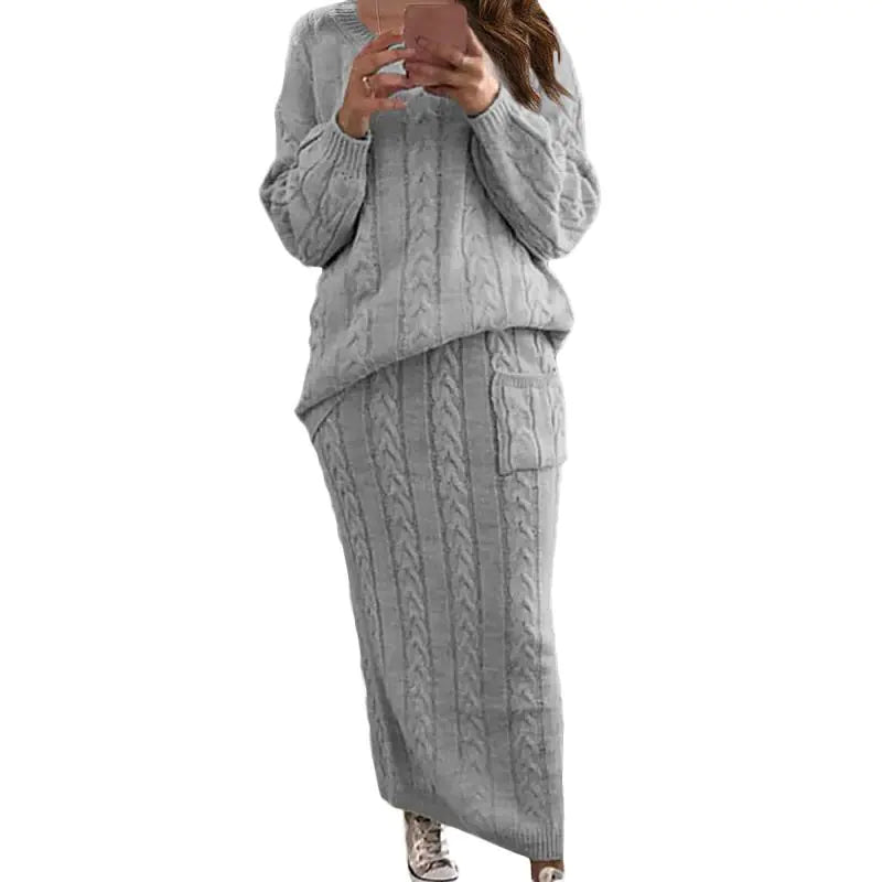 Autumn Winter Women's Fashion Sweater Dress Set
