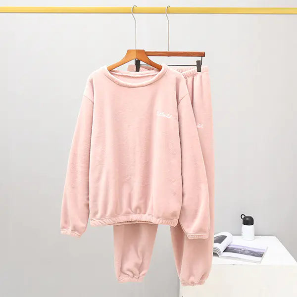 Women's Winter Cozy Loungewear Set with Fleece Pants
