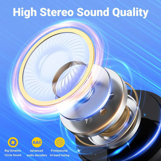 Auriculares Bluetooth 5.3 Inalámbricos con Cancelación de Ruido TWS para Camionero Impermeables