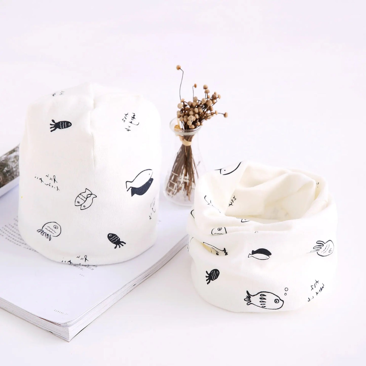 Autumn Winter Baby Cotton Scarf & Hat Set (Wholesale)