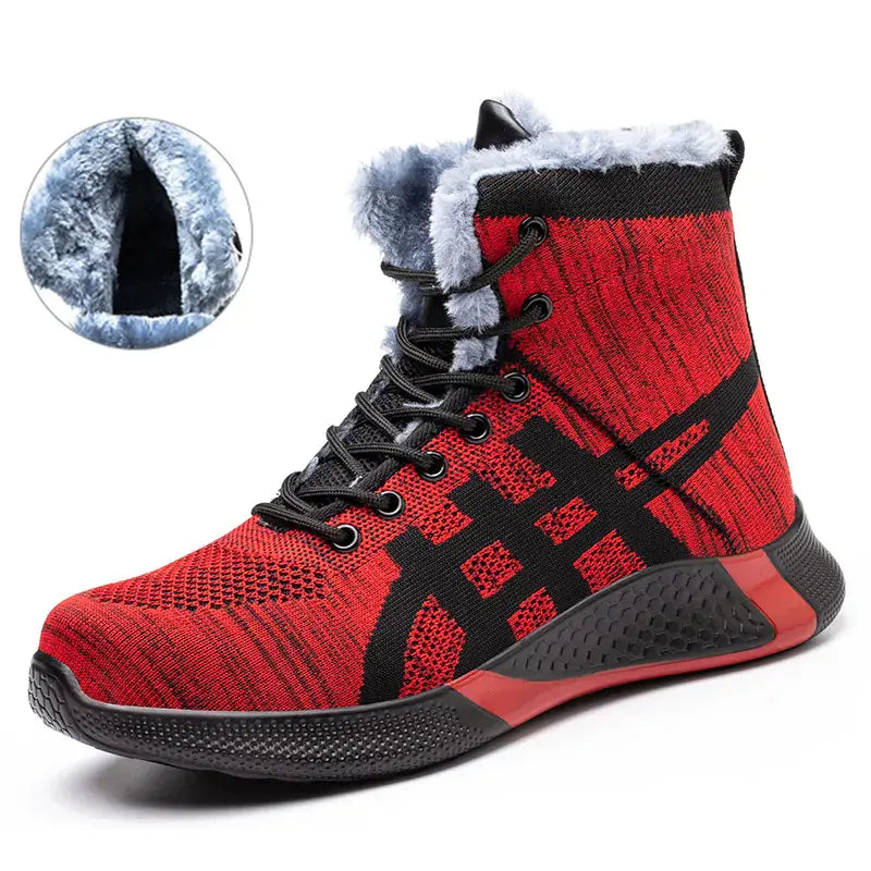 Men's Winter Plush Safety Work Boots - Warm & Breathable