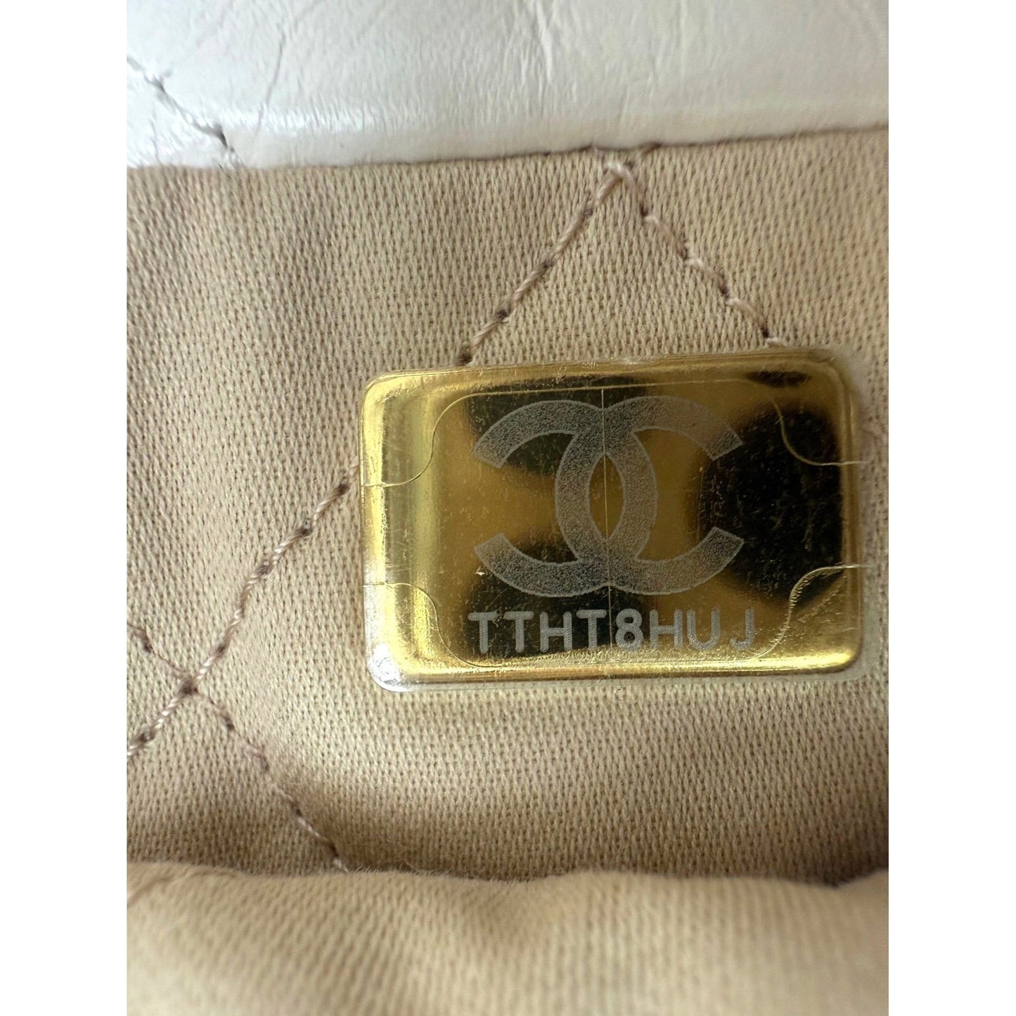 Chanel 22 Mini Shiny Calfskin Quilted White Crossbody Hand Bag