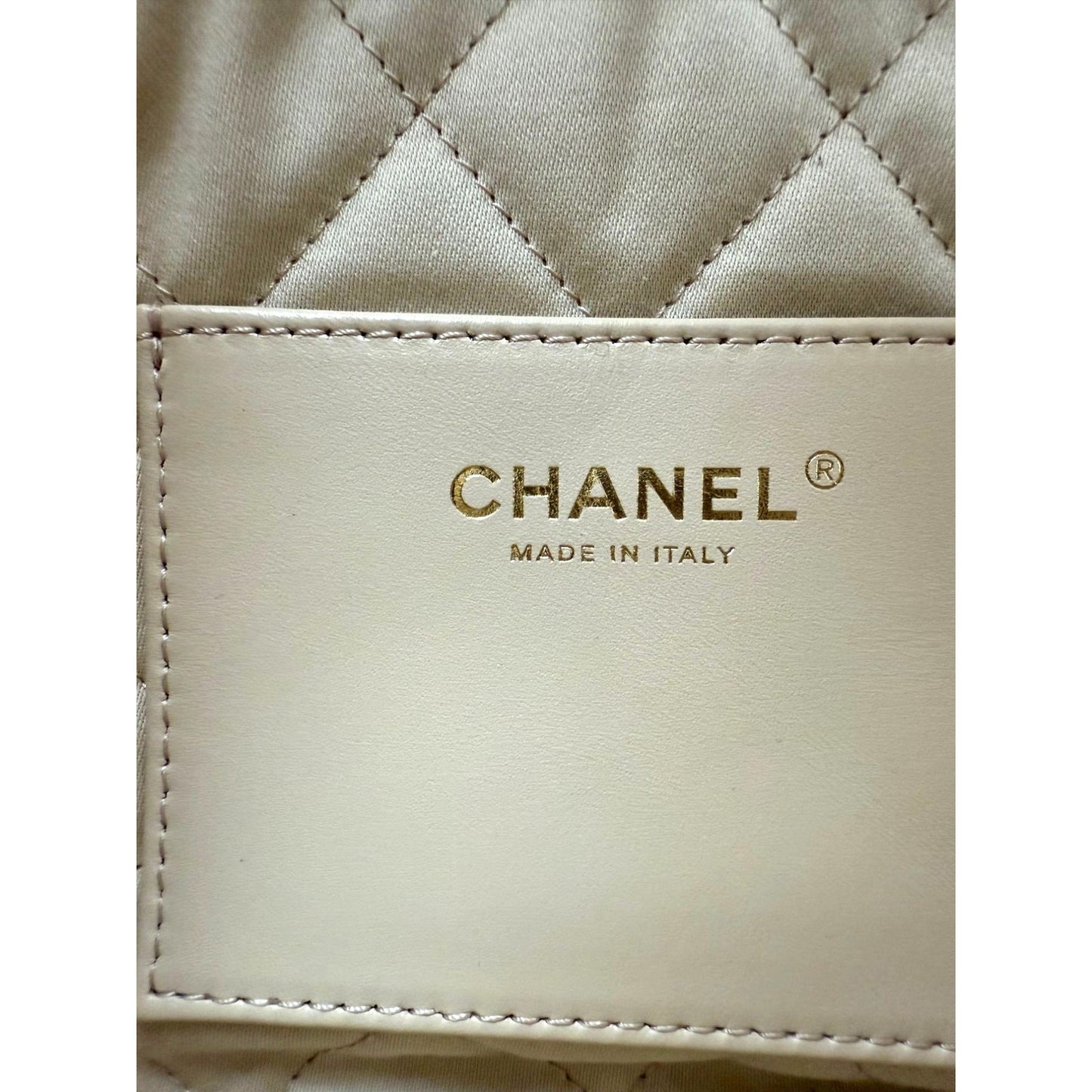 Chanel 22 Mini Shiny Calfskin Quilted White Crossbody Hand Bag