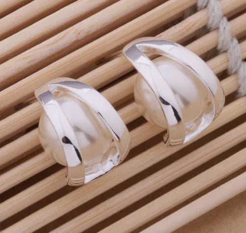 925 Silver Jewelry, Silver-Plated Pearl Earrings