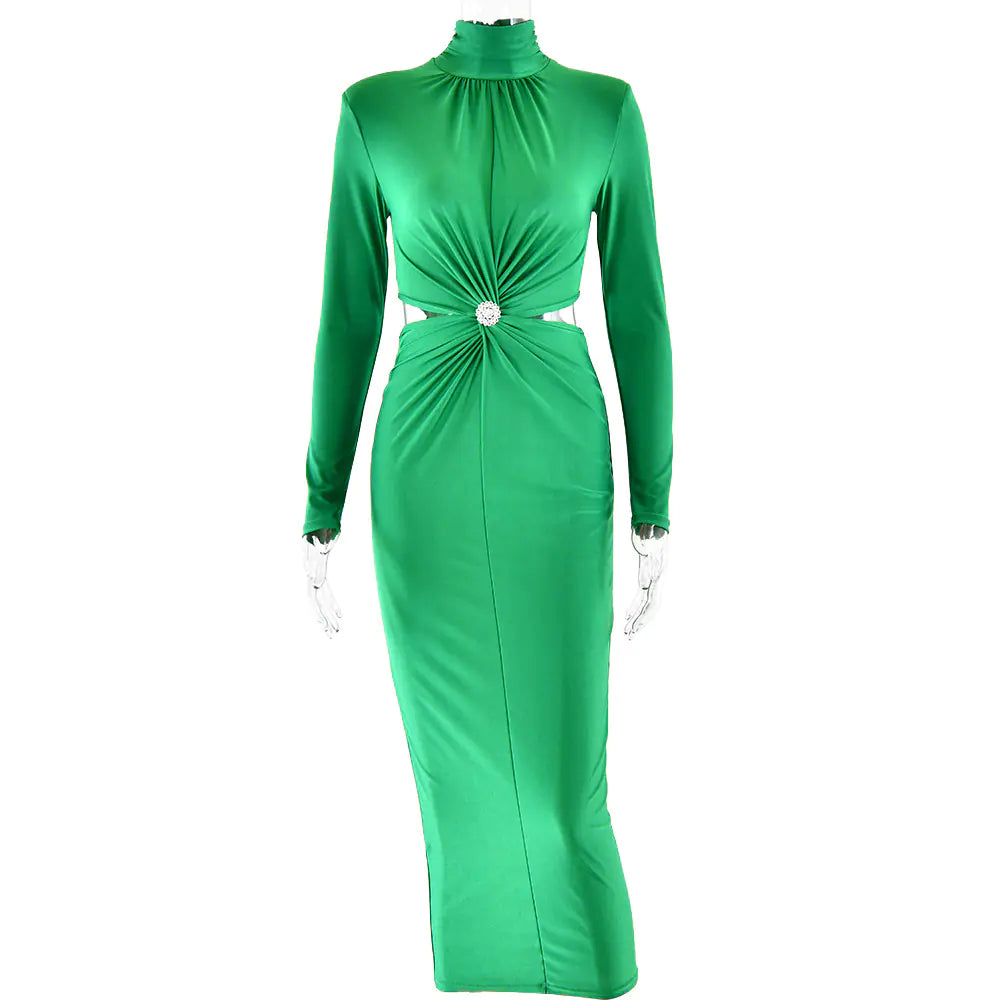 Fashionable Women's Half Turtleneck Long Sleeve Dress