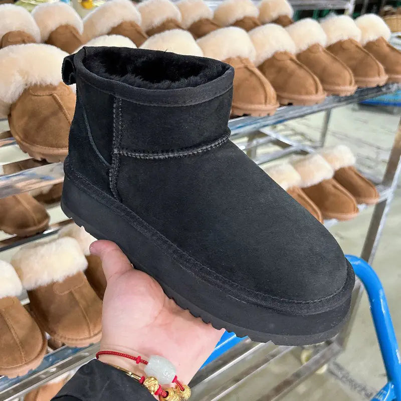 Women's Thick-soled Winter Boots - Warm Short Ankle Shoes
