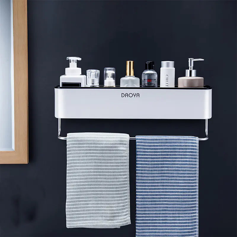 Wall-Mounted Bathroom Storage Rack Without Drilling