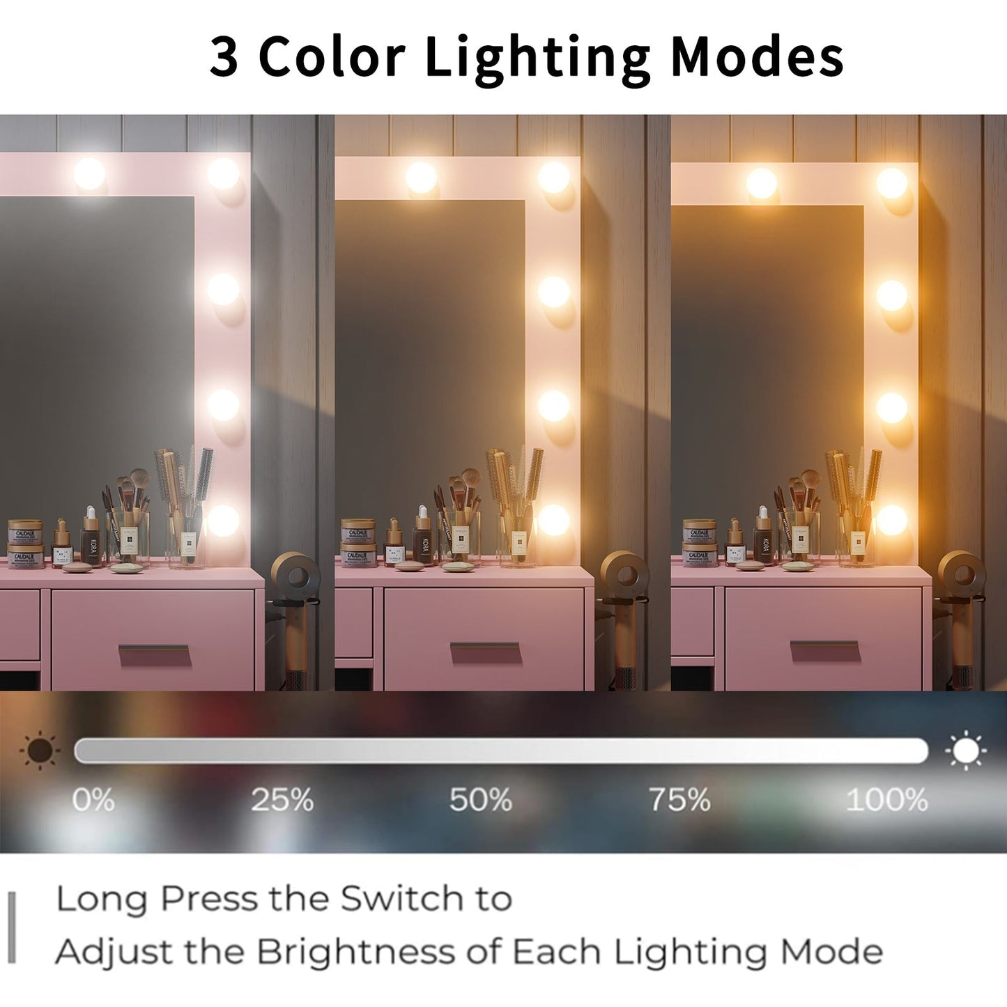 Vektaya US-VD001 Bedroom Makeup Vanity desk with LED Mirror, 5 Drawers
