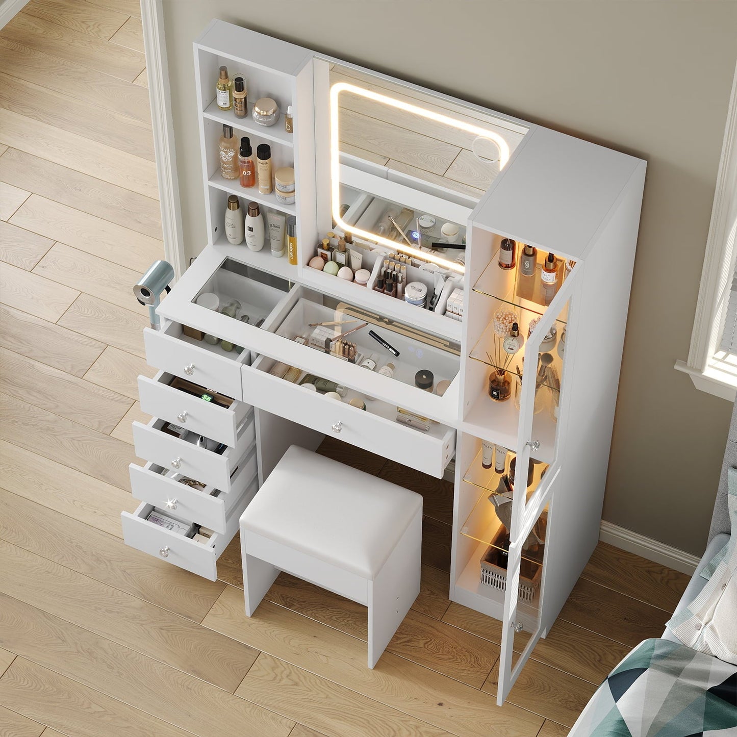Vektaya US-VD036 Bedroom Makeup Vanity desk with mirror, 6 Drawers