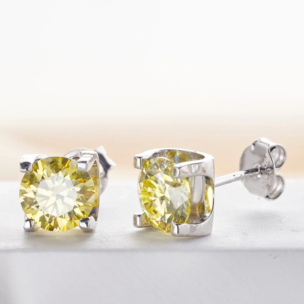 Colored Moissanite Necklace & Stud Earring Set in Silver