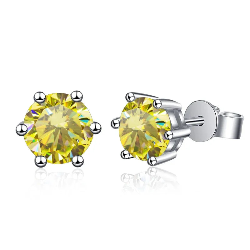 1-2 Carat D Color Moissanite Stud Earrings 925 Sterling Silver Wedding