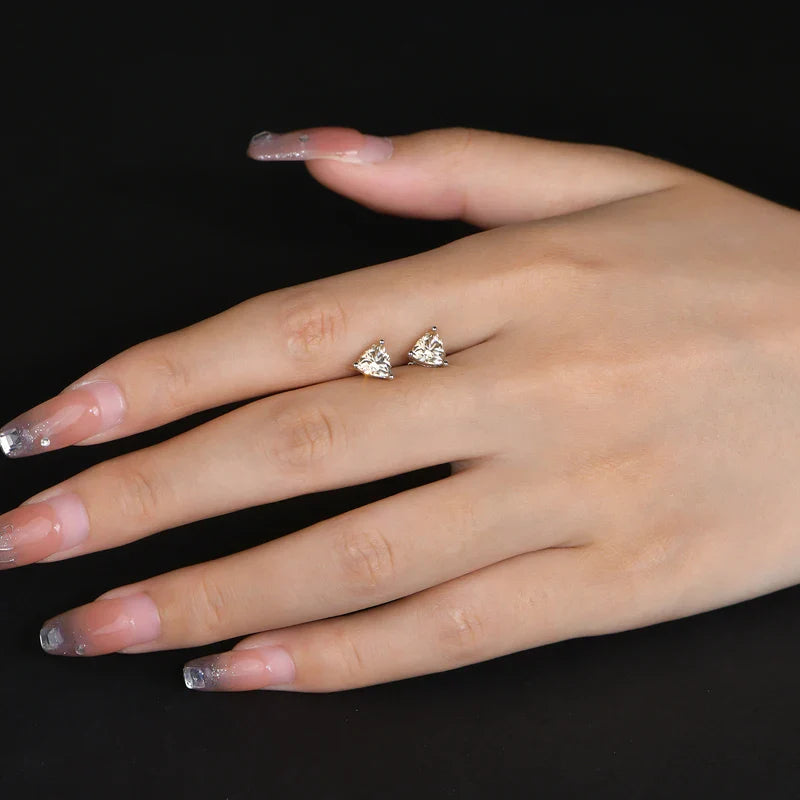 Yellow Moissanite Trillion Stud Earrings 5x5mm 0.5ct 925 Silver Screw Back