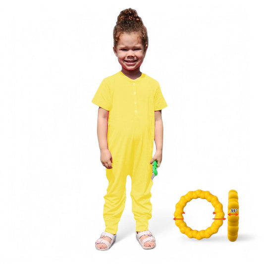 Ultimate Comfort Playsuit w Chewy Sensory Bracelet-YELLOW
