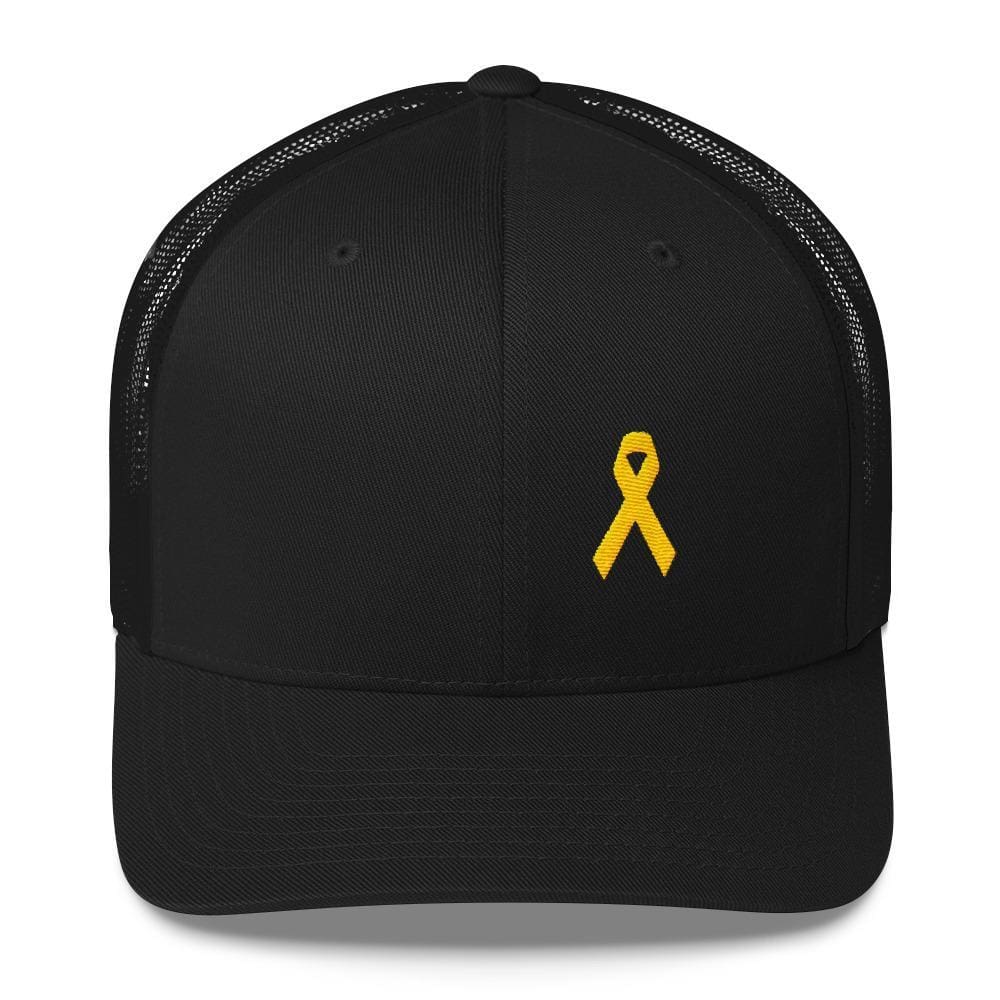 Yellow Ribbon Snapback Trucker Hat for Sarcoma Awareness, Military Causes, and Suicide Prevention