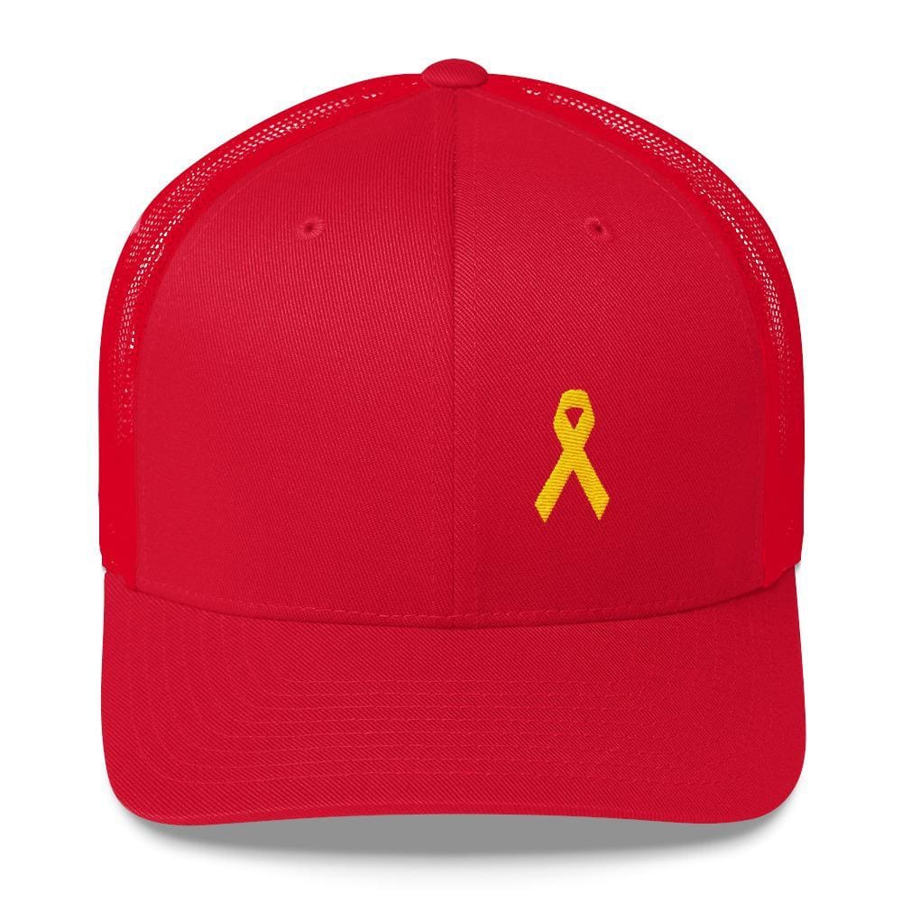 Yellow Ribbon Snapback Trucker Hat for Sarcoma Awareness, Military Causes, and Suicide Prevention