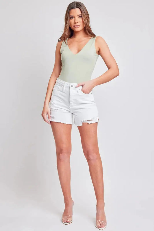 Trendsi Pantalones Cortos Vaqueros de Mujer, Casuales, Desgastados, con Dobladillo Deshilachado, para Verano