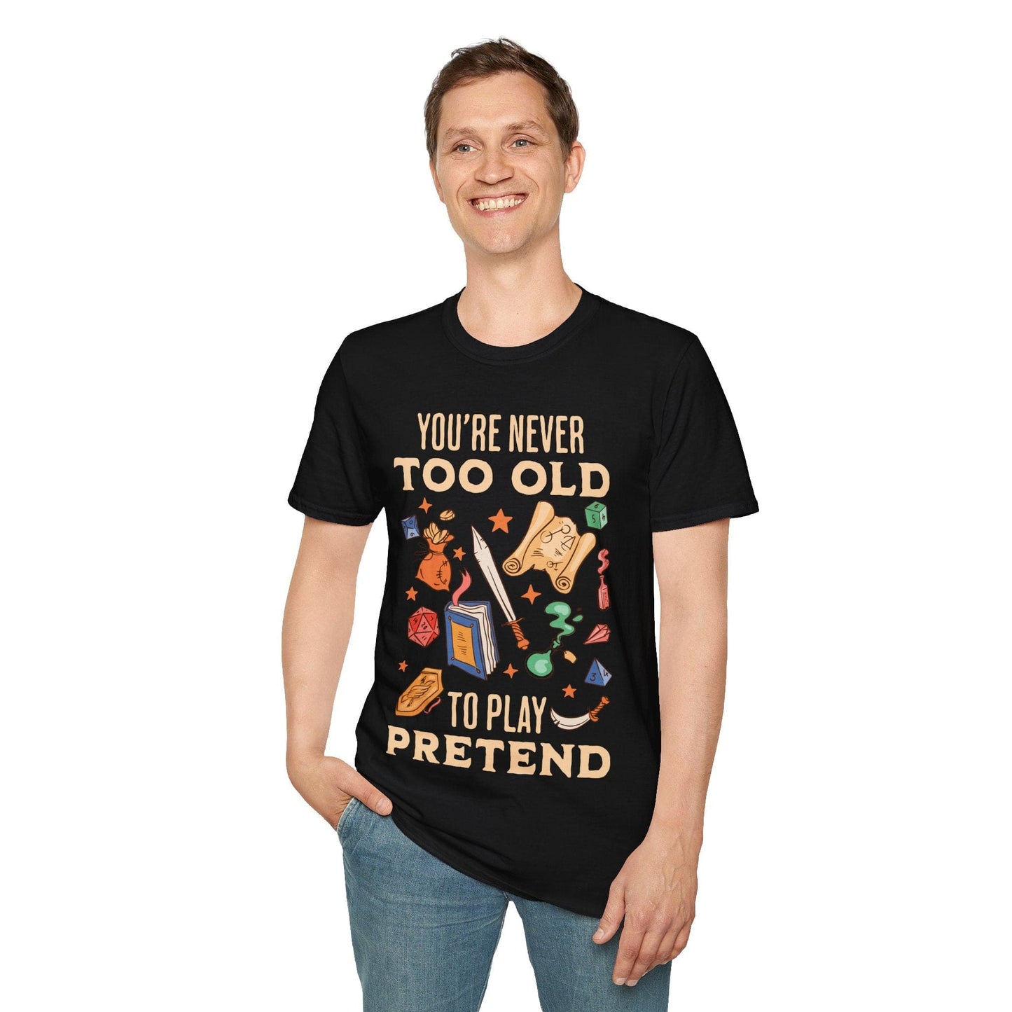 Nunca se es demasiado viejo para jugar a imaginar – Camiseta de D&D