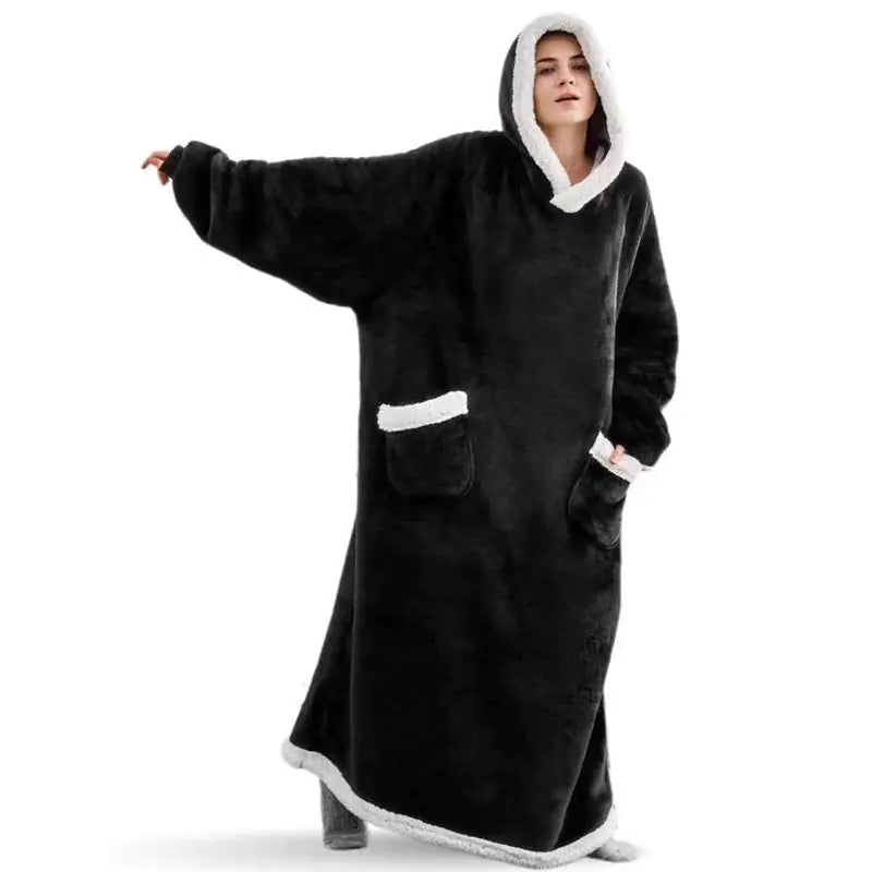 Couple Models Winter Hooded Pajamas and Blanket Set
