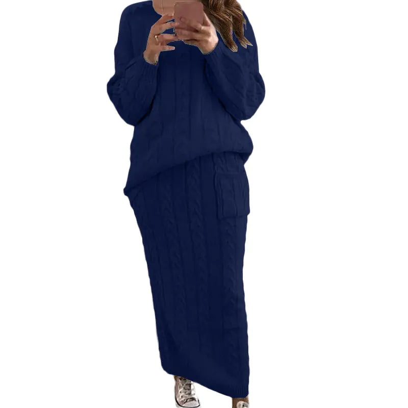 Autumn Winter Women's Fashion Sweater Dress Set