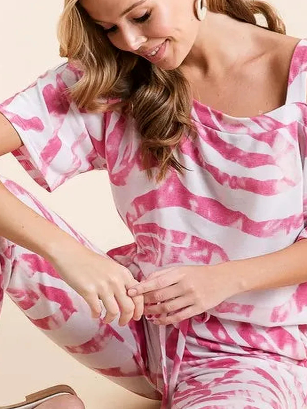 Zebra Print French Terry Top & Pants Set