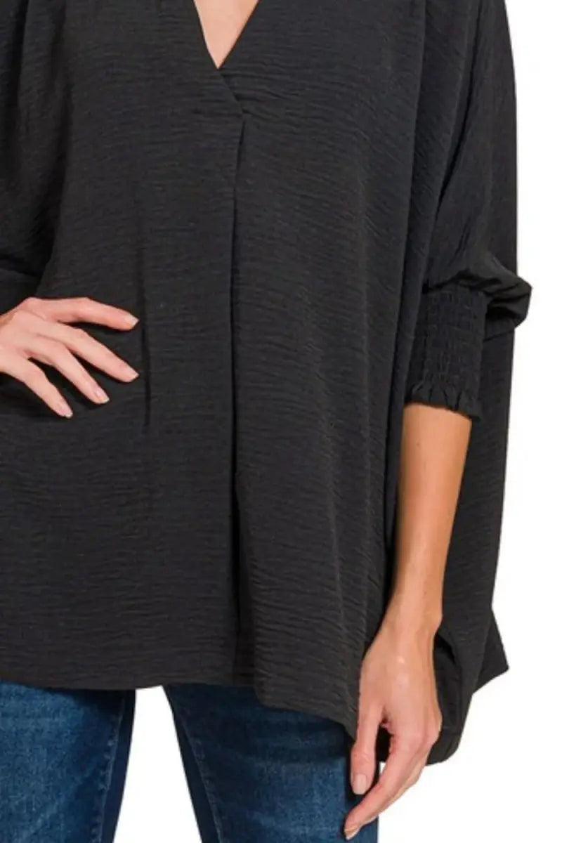 Women's T-Shirt Women's Tee - Airflow Smocked Sleeve - Casual Lightweight