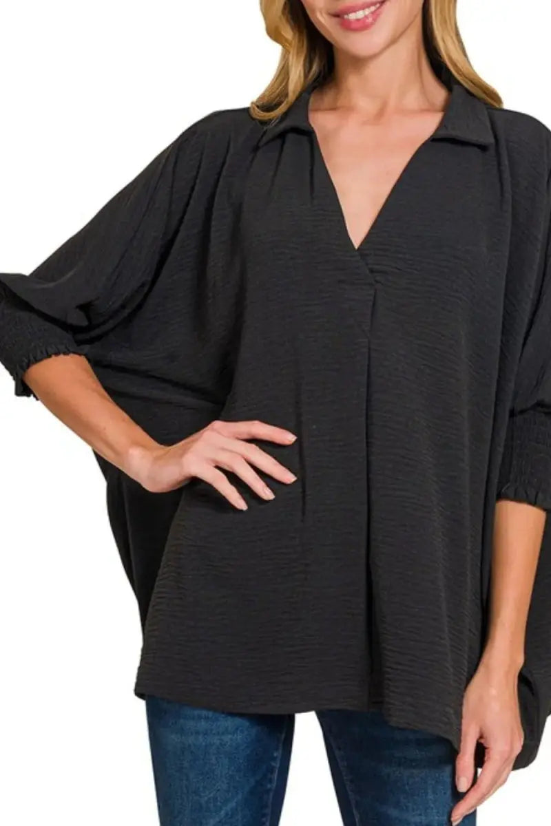 Women's T-Shirt Women's Tee - Airflow Smocked Sleeve - Casual Lightweight