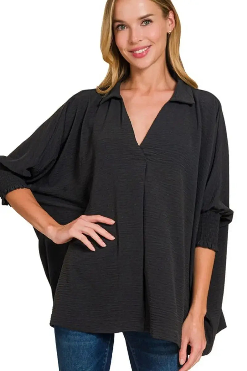 Women's T-Shirt Women's Tee - Airflow Smocked Sleeve - Casual Lightweight
