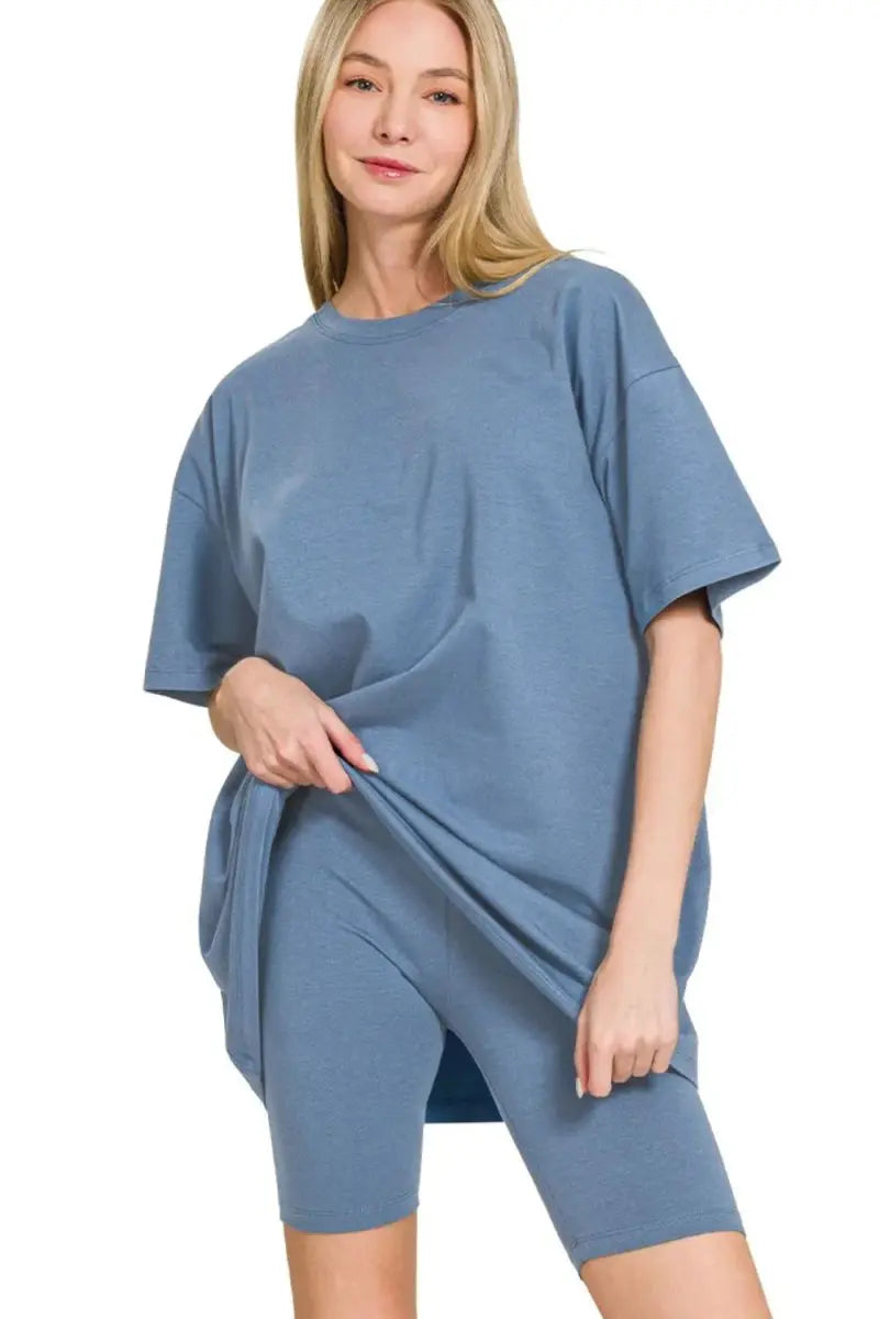 Women's Loungewear Set - Comfy Cotton - Top & Shorts