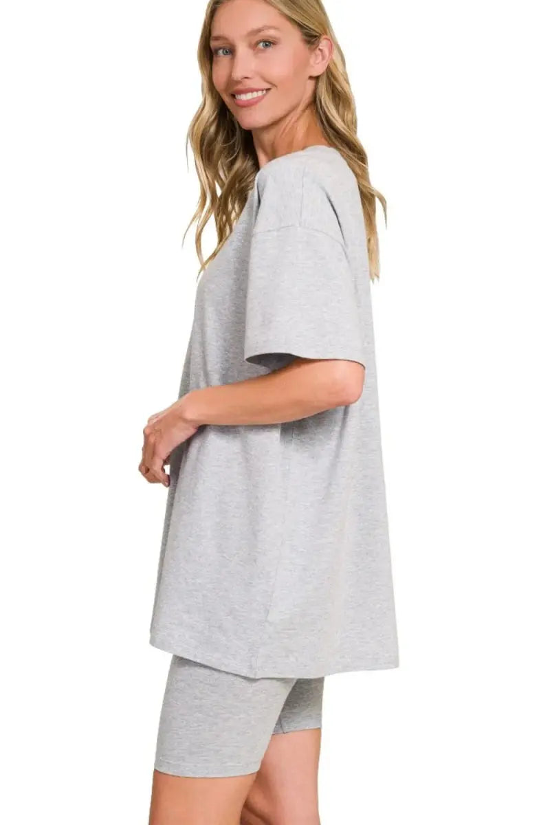 Women's Loungewear Set Cotton Loungewear Set - Comfy & Breathable - Top & Shorts