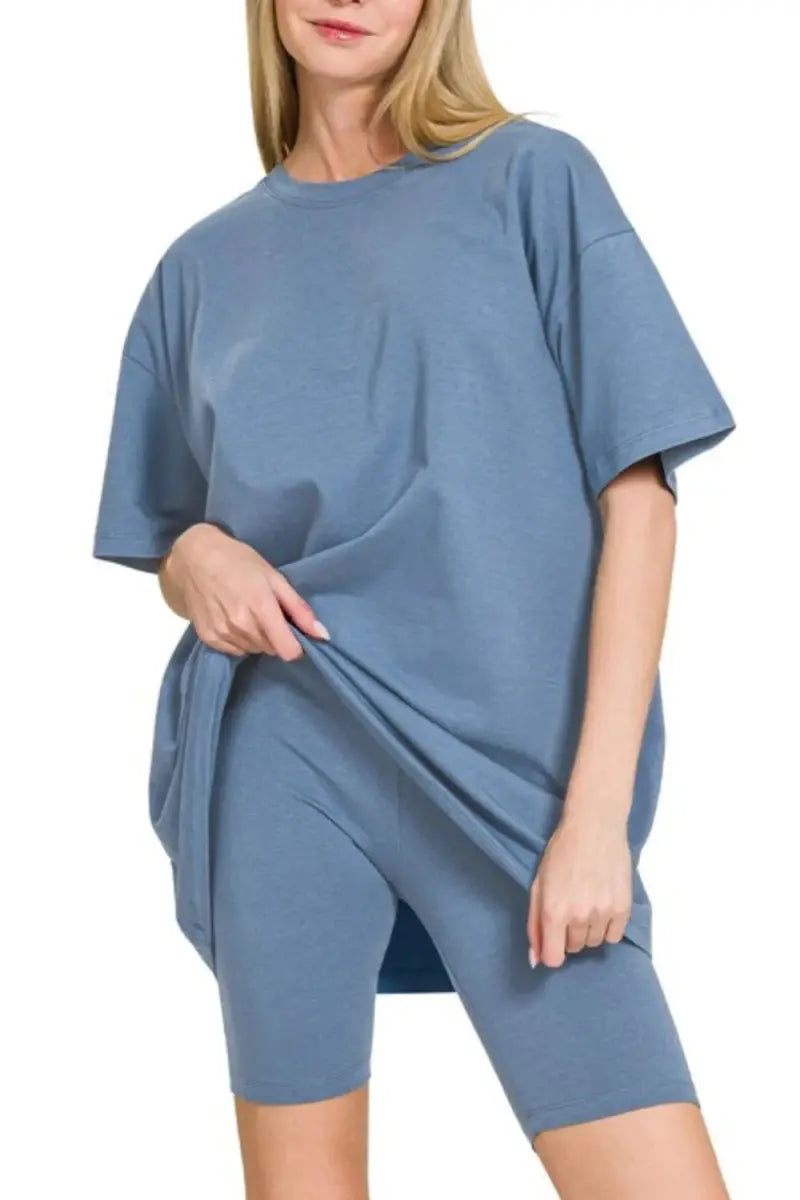 Women's Loungewear Set - Comfy Cotton - Top & Shorts