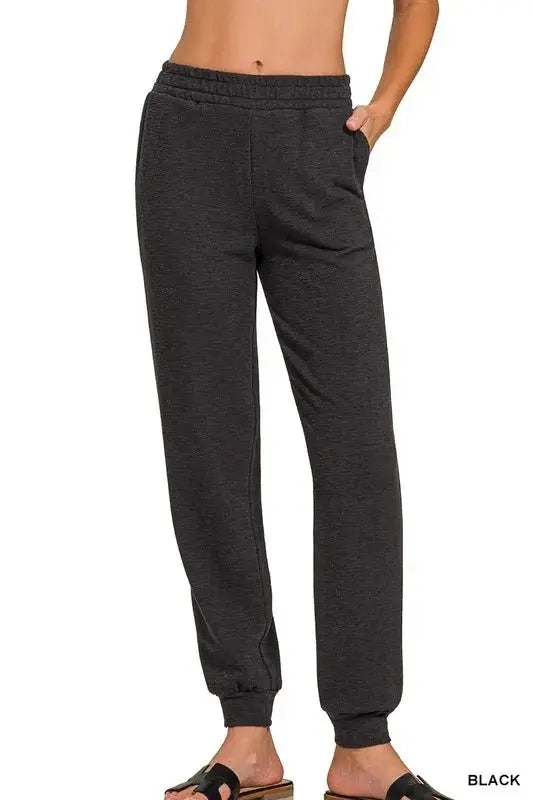 Pantalones de chándal de algodón slub para mujer Trendsi - Cómodos y elegantes